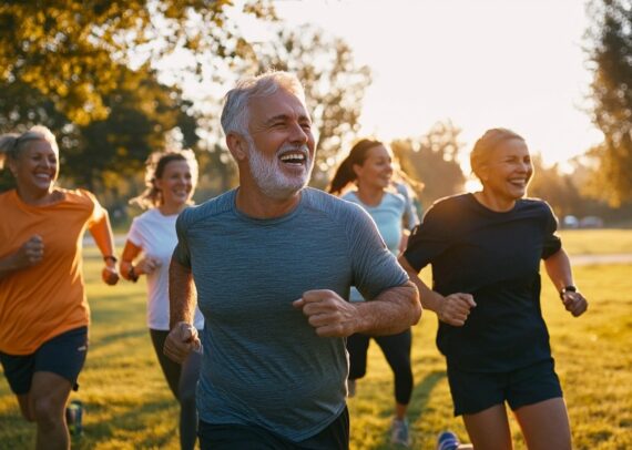 Adult jogging outdoors to strengthen the heart, improve circulation, and lower the risk of hypertension and heart disease through regular exercise.