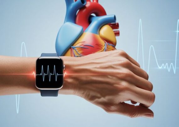 Man checking smartwatch heart rate monitoring for early heart problem detection
