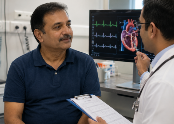 Illustration showing Cardiac Resynchronization Therapy using biventricular pacing leads to synchronize heart chambers and improve heart failure symptoms