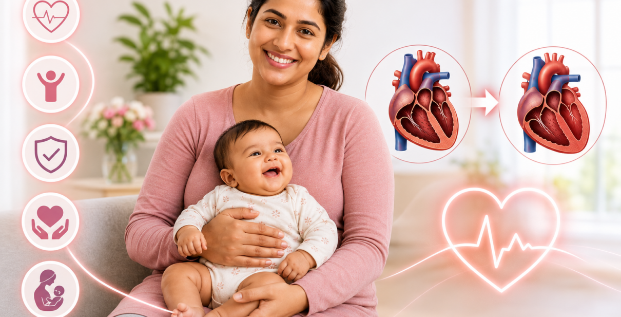 New mother experiencing breathlessness due to peripartum cardiomyopathy after childbirth