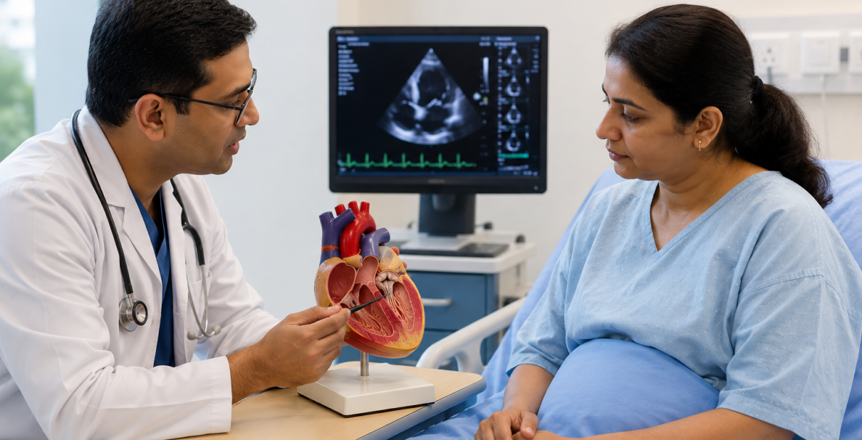 Interventional cardiologist performing Balloon Mitral Valvotomy to treat rheumatic mitral stenosis and improve heart valve function.
